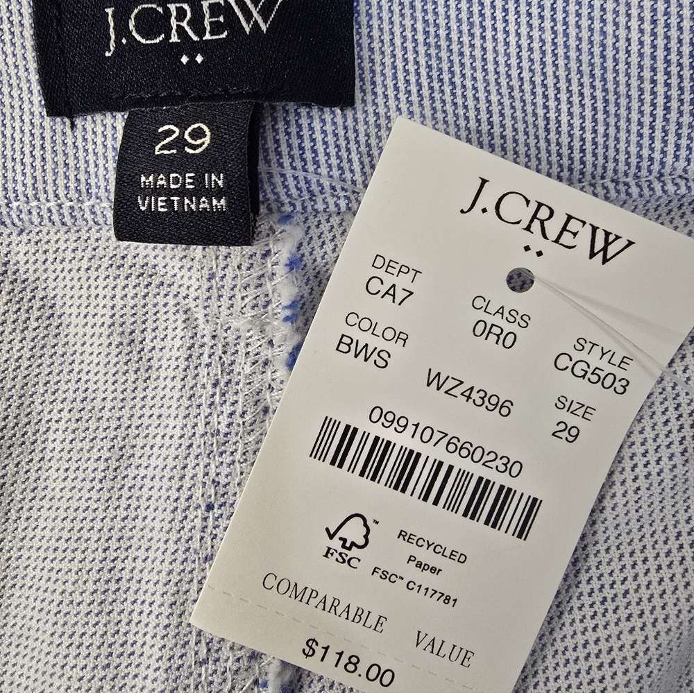 NWT J. Crew Factory Cropped Pants Blue White Stripe High Rise Wide Leg 29 - Picture 2 of 12